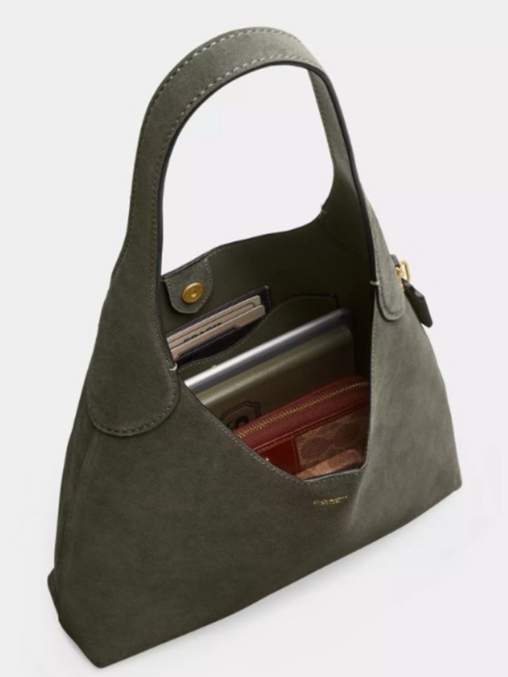 Brass and Olive Coach Brooklyn Shoulder Bag 28 - Picture 9 of 12